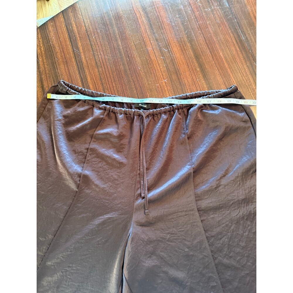 Madewell Pintuck Pull On Satin Pants Drawstring Dark Carob Brown SZ XXL EUC - Picture 6 of 9